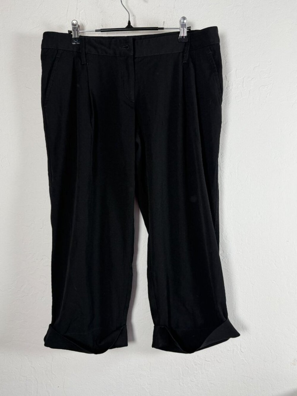 Dolce & Gabbana Womens Black Wool Blend Cropped Trousers Size 46 Made In Italy